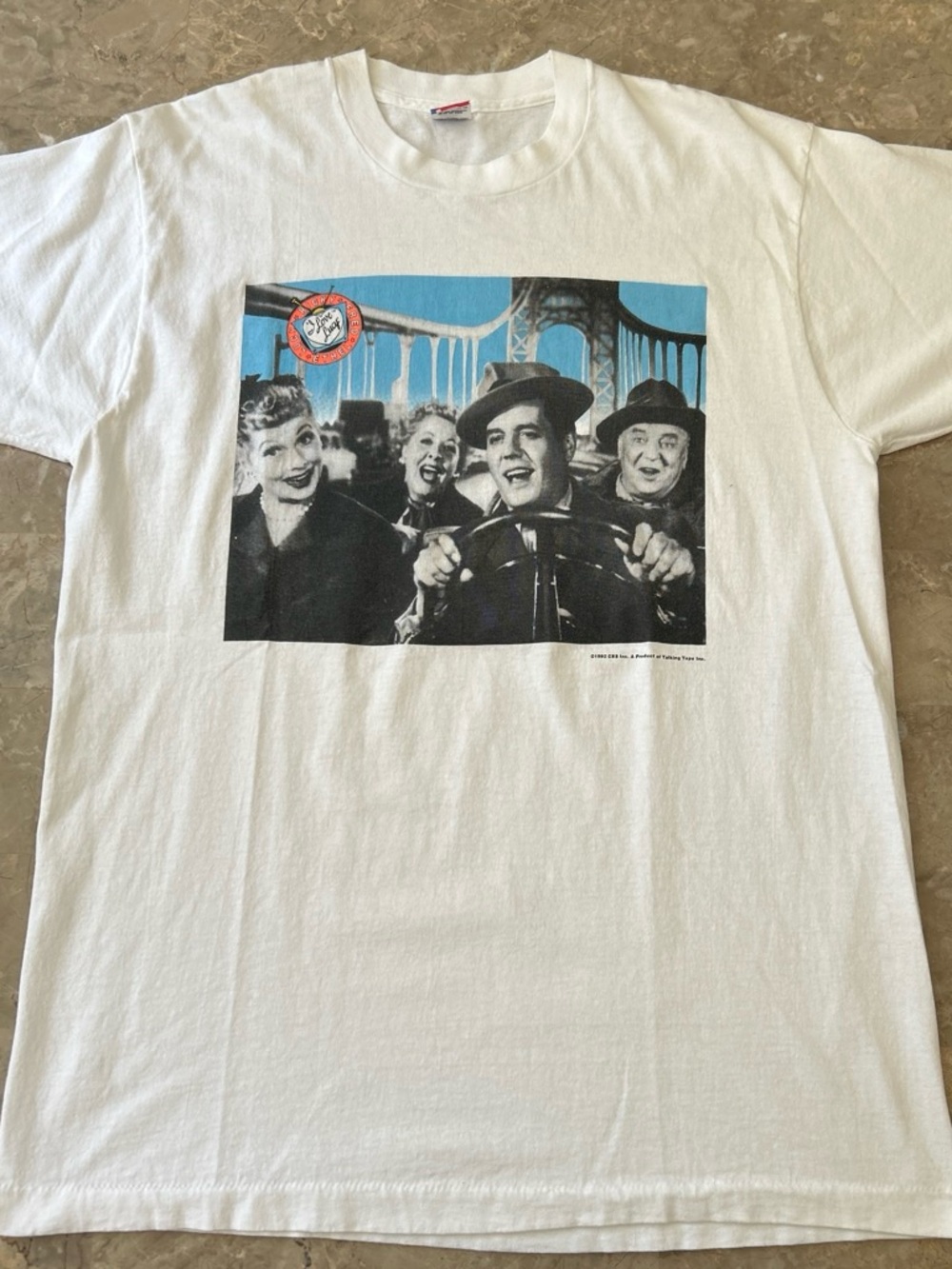 Vintage 1992 I Love Lucy CBS Talking Tops Graphic T-Shirt XL USA